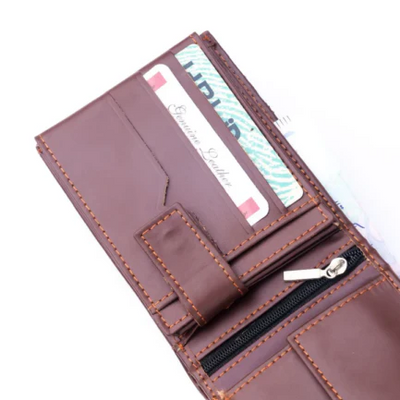 Minimalist Mens Leather Bi-Fold Wallet-brown-PB-LW-0015