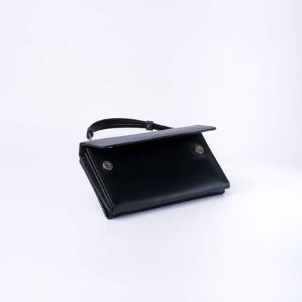 Womens Handle Leather Clutch Wallet-Black-PB-LW-007