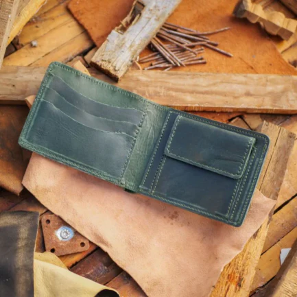 The Vault Vintage Leather Wallet-Coin Pocket-EMERALD GREEN-PB-WL-0026