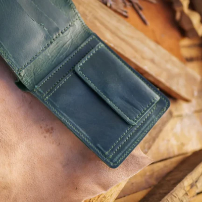 The Vault Vintage Leather Wallet-Coin Pocket-EMERALD GREEN-PB-WL-0026