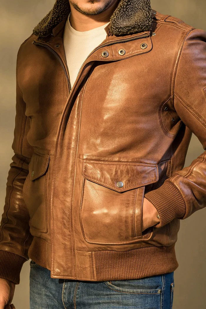 Marine Bomber Jacket Tan-PB-JK005