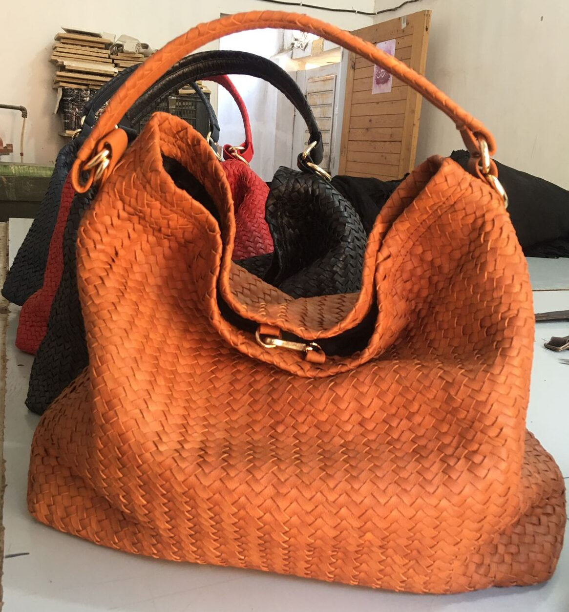 Women Leather Basket Tote Bag-PB-TB-0028