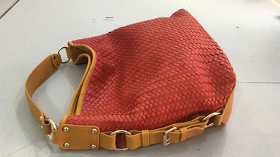 Turkish Red Women Leather Basket Tote Bag–Herringbone Zipper Bag-PB-TB-0019