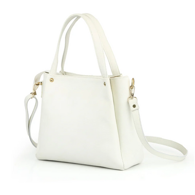 Premium White Leather Tote Bag - PB-LB-002