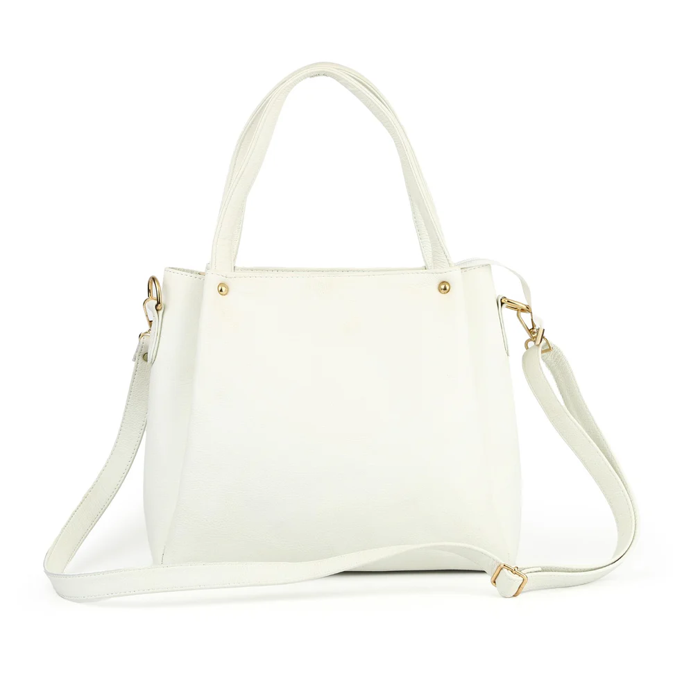 Premium White Leather Tote Bag - PB-LB-002