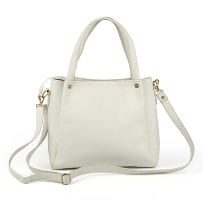 Premium White Leather Tote Bag - PB-LB-002