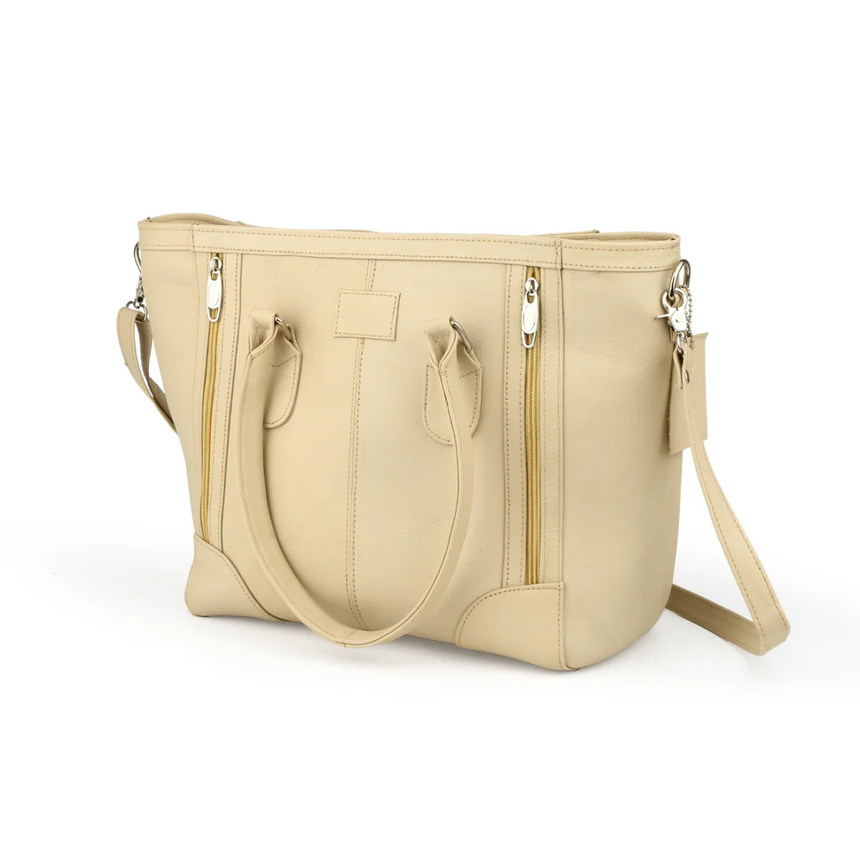 Premium Beige Leather Tote Bag - PB-LB-005