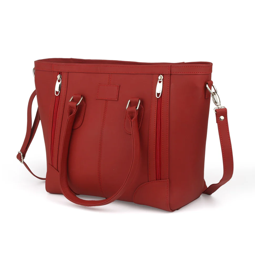 Premium Red Leather Tote Bag - PB-LB-006