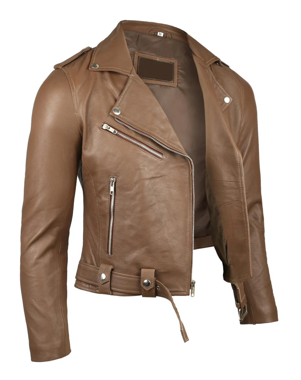 Premium Brown Lambskin Leather Jacket -WJ-010