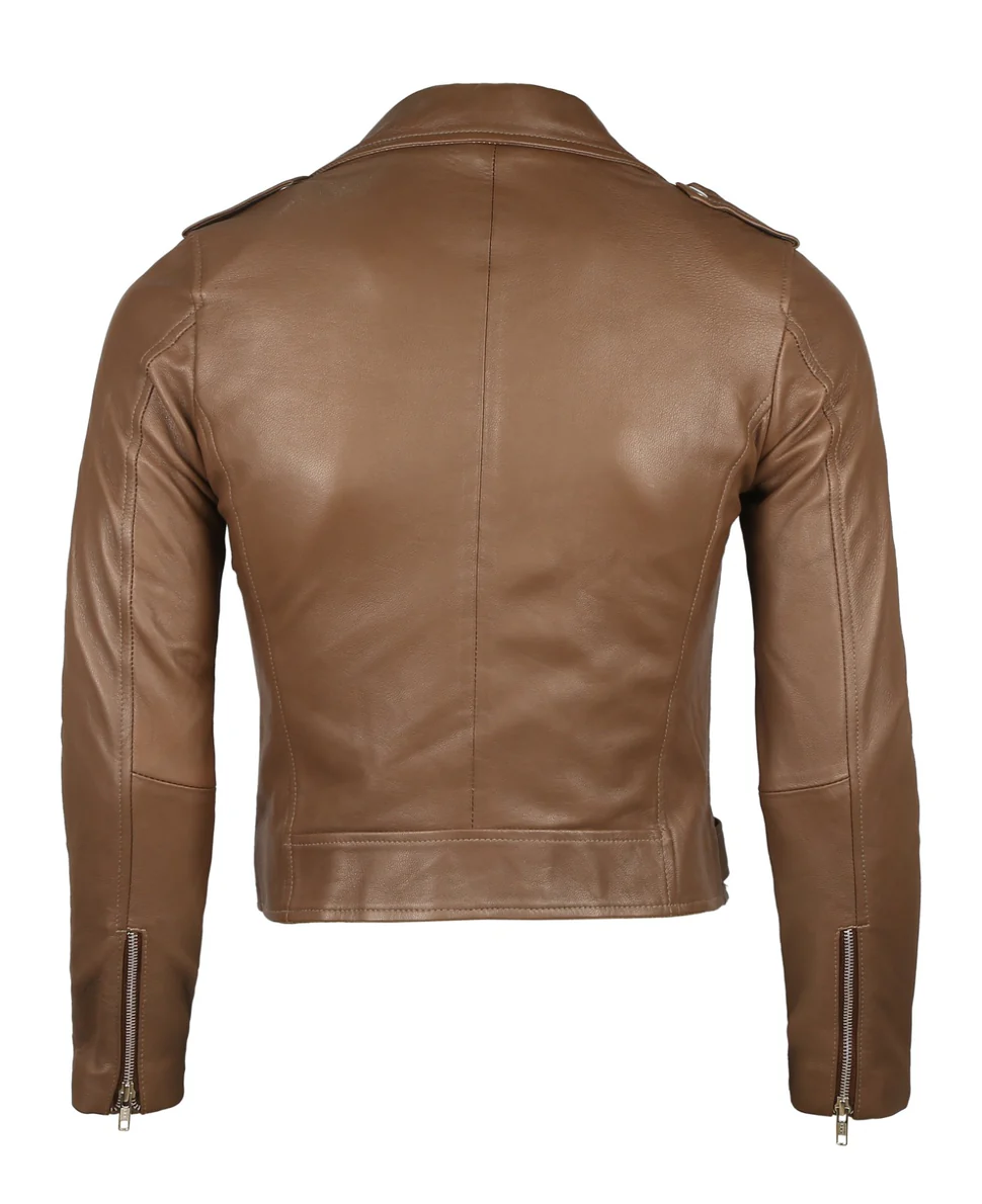 Premium Brown Lambskin Leather Jacket -WJ-010