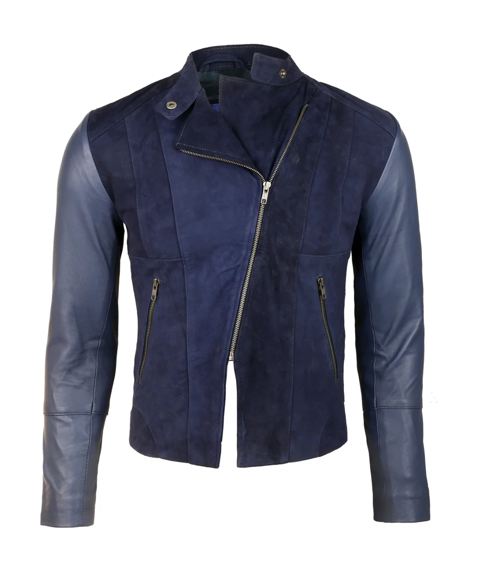 Premium Blue Lambskin Leather Jacket - WJ-013