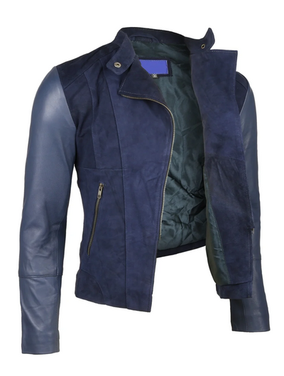 Premium Blue Lambskin Leather Jacket - WJ-013