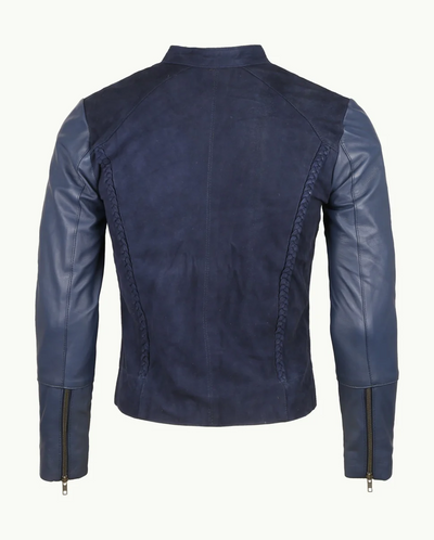 Premium Blue Lambskin Leather Jacket - WJ-013