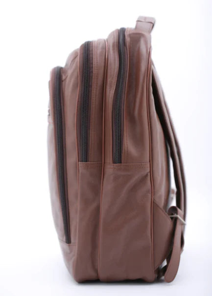 Trio Leather Backpack (BROWN)-PB-BP_009