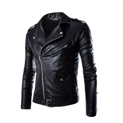 Black Leather Jacket For Men-PB-JK0012