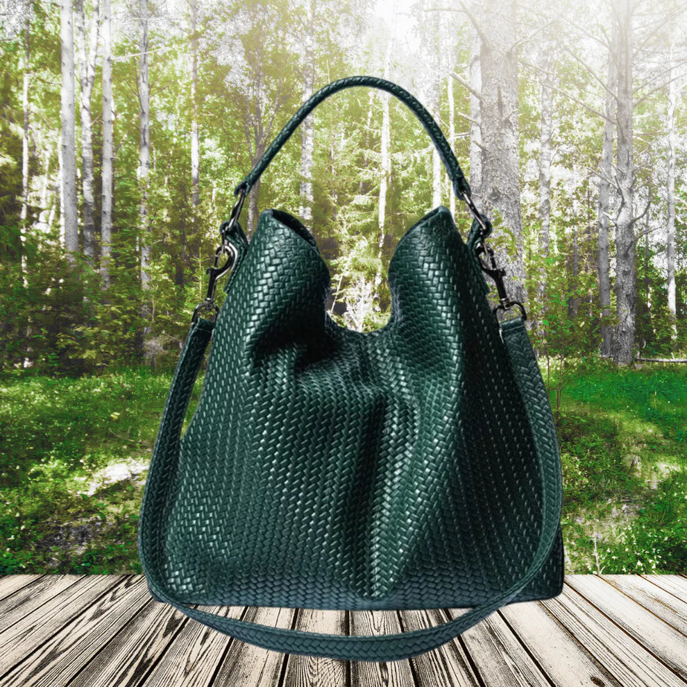 TURKISH TOTE BAG – PULL AND BEARS HERRINGBONE BAG GREEN-PB-TB-0014