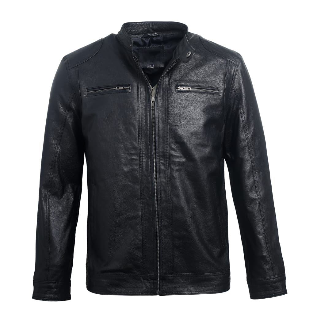 Men Black Leather Jacket PB-JK-0019