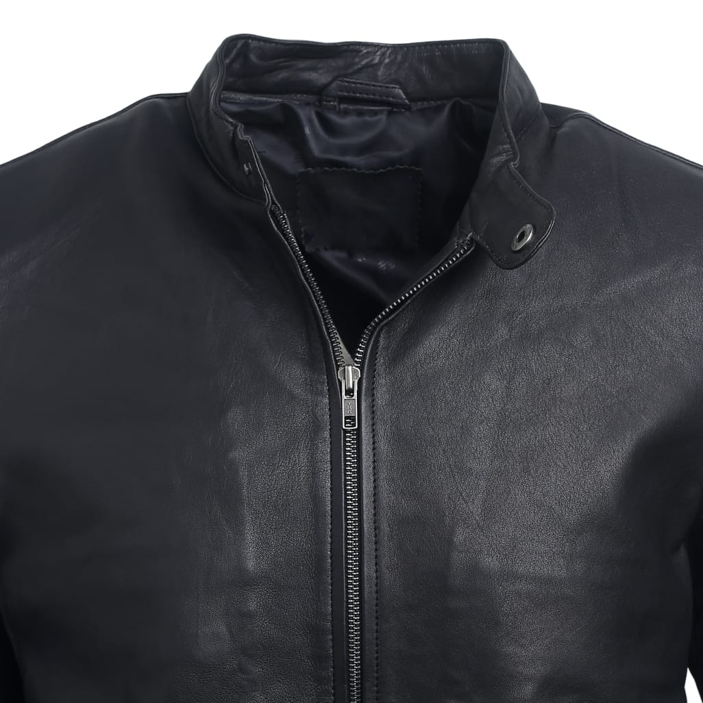 Men Black Leather Jacket PB-JK-0020