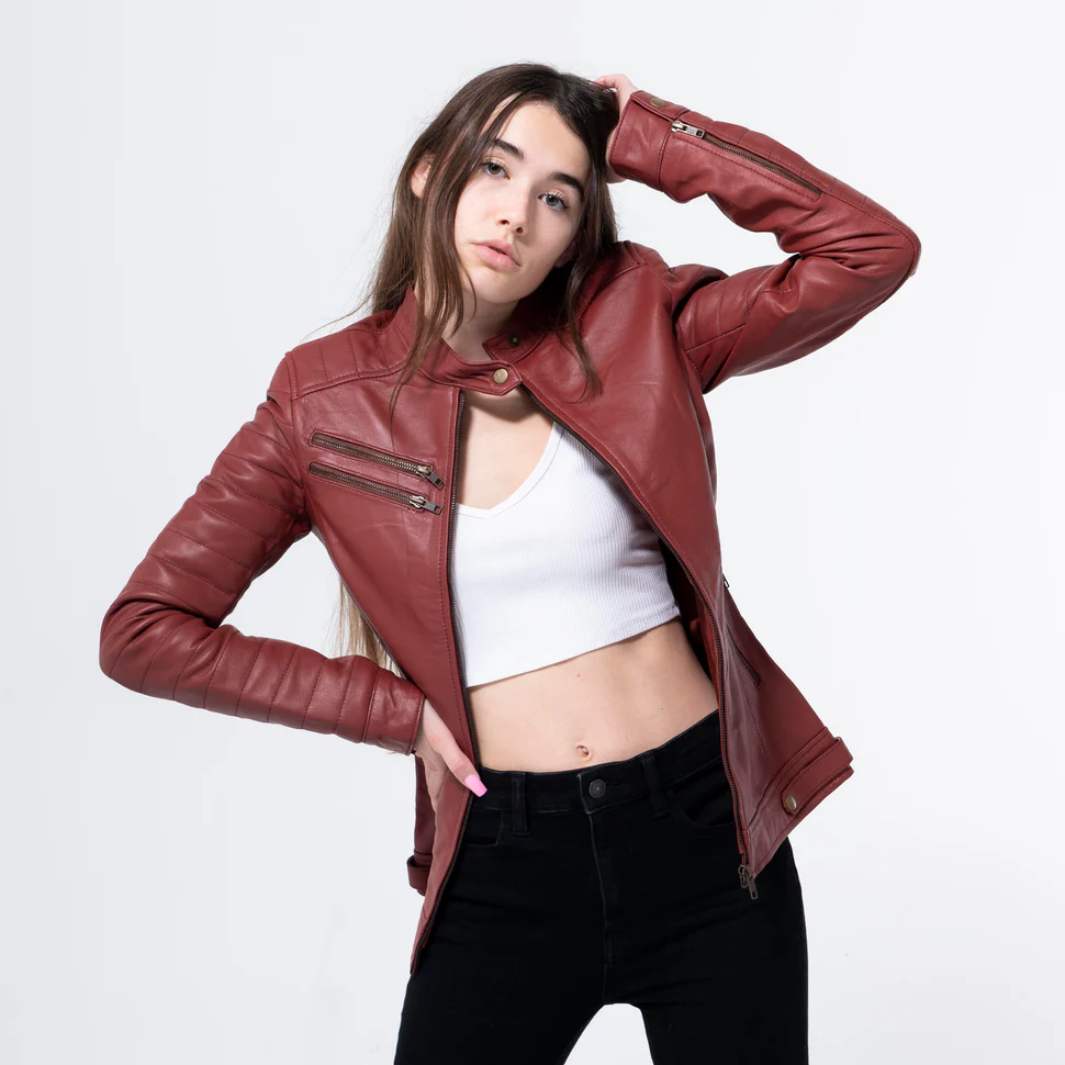 Lambskin Maroon Jacket-WJ-007