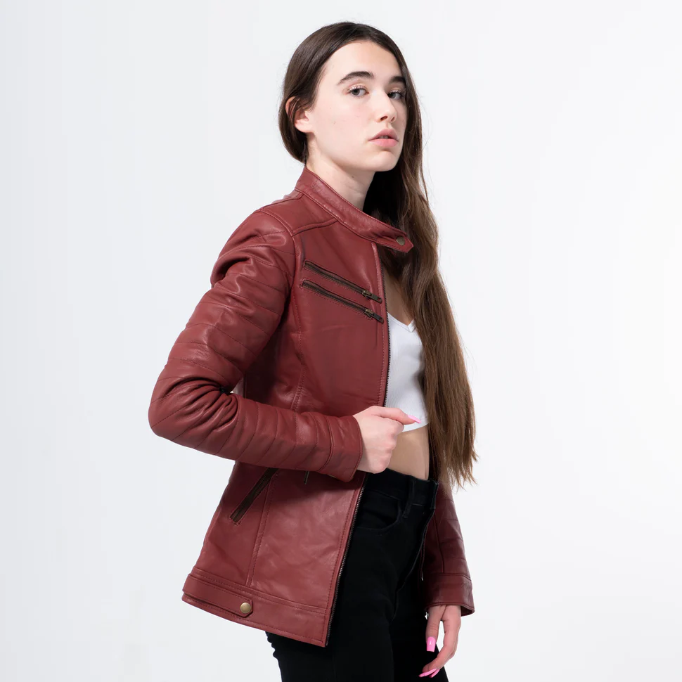 Lambskin Maroon Jacket-WJ-007