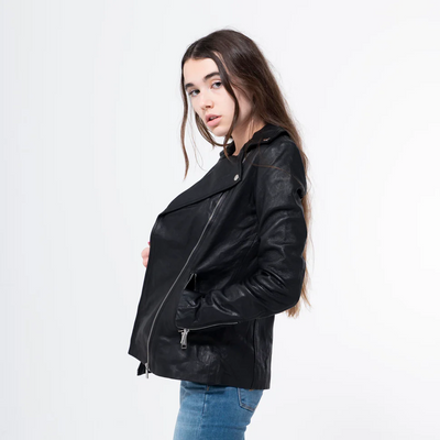 Lambskin Basic Black Biker Jacket-WJ-001