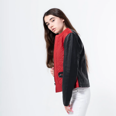 Lambskin Red & Black Jacket -WJ-008