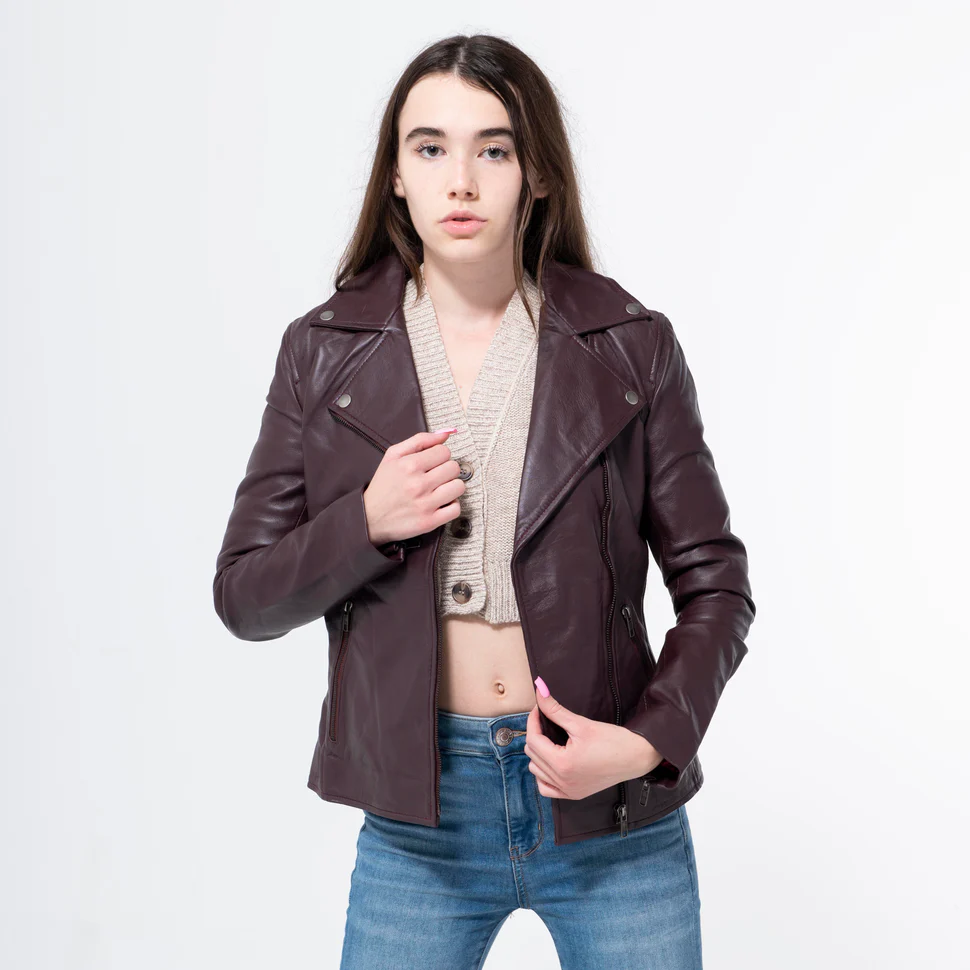 Lambskin Burgundy Brown Jacket-WJ-002