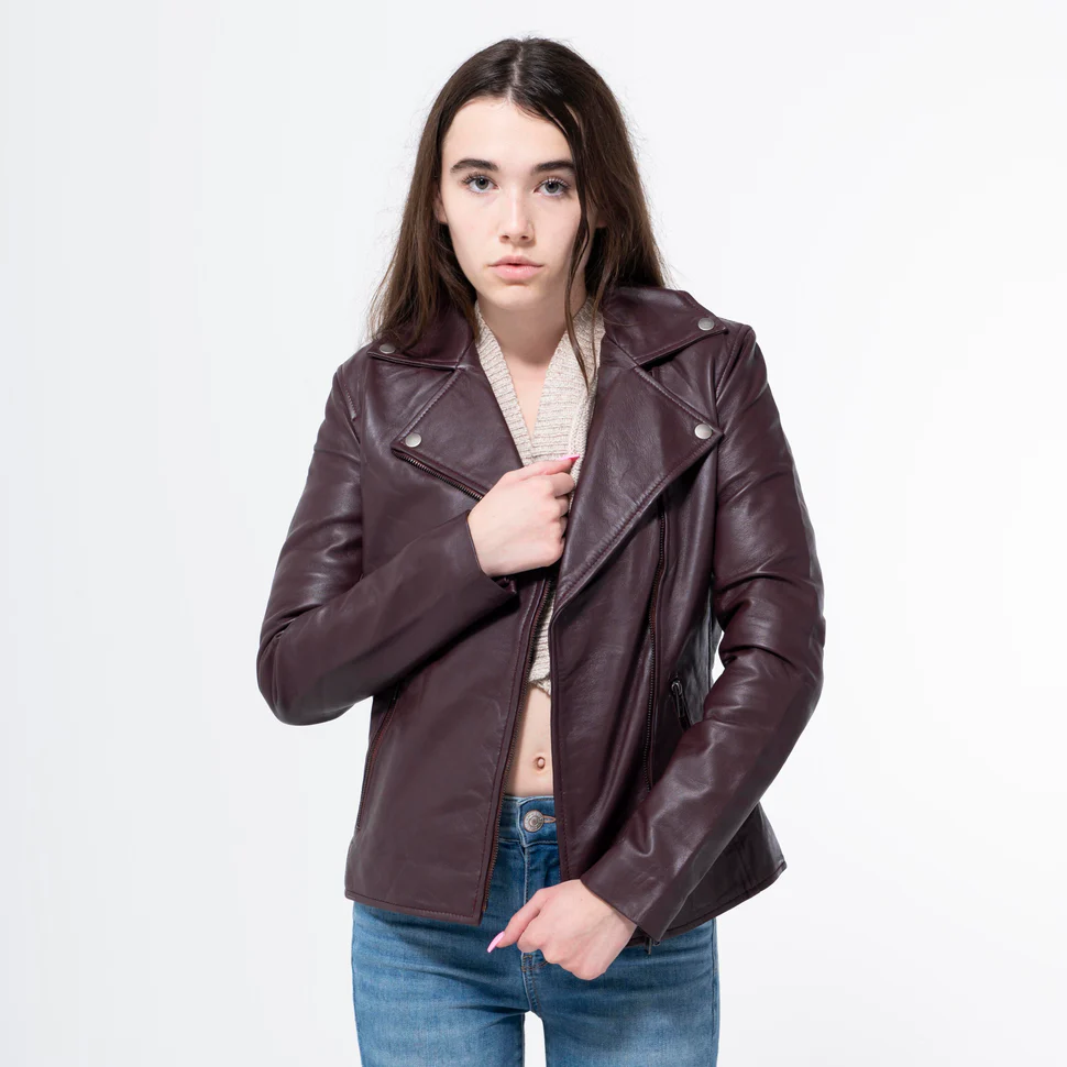 Lambskin Burgundy Brown Jacket-WJ-002