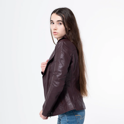 Lambskin Burgundy Brown Jacket-WJ-002