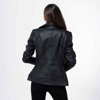 Lambskin Black Biker Jacket-WJ-003