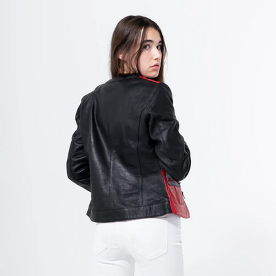 Lambskin Red & Black Jacket -WJ-008