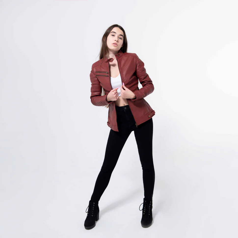 Lambskin Maroon Jacket-WJ-007