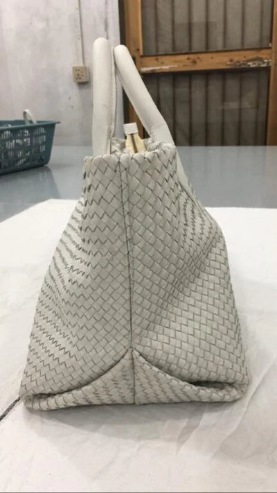 Women Tote Bag Zipper White-PB-TB0020